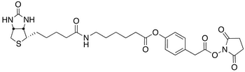 3-(4-(N-Biotinoyl-6-aminocaproyloxy)phenyl)propionic Acid, N-Hydroxysuccinimide Ester - Chemical structure and product image