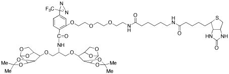 2-[2-[2-[2-[6-(Biotinylaminohexanoyl]aminoethoxy]ethoxy]ethoxy]-4-[3-(trifluoromethyl)-3H-diazirin-3-yl]benzoic Acid 1,3-Bis[1,6-anhydro-2,3-O-isopropylidene-Î²-D-mannopyranos-4-yloxy)-2-propylamine Amide - Chemical structure and product image