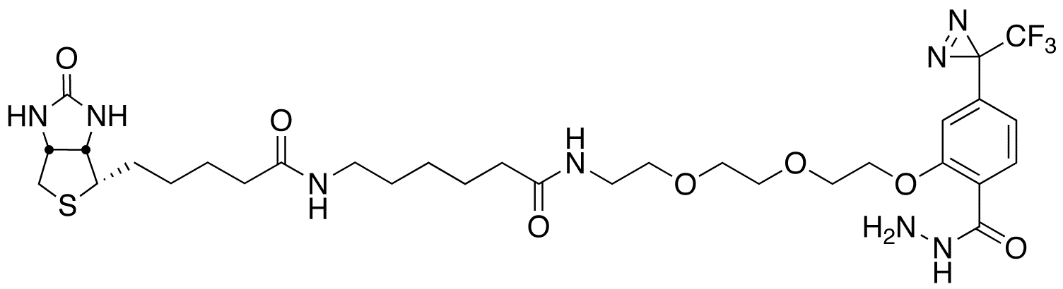 2-[2-[2-[2-[6-(Biotinylaminohexanoyl]aminoethoxy]ethoxy]ethoxy]-4-[3-(trifluoromethyl)-3H-diazirin-3-yl]benzoic Acid Hydrazide - Chemical structure and product image