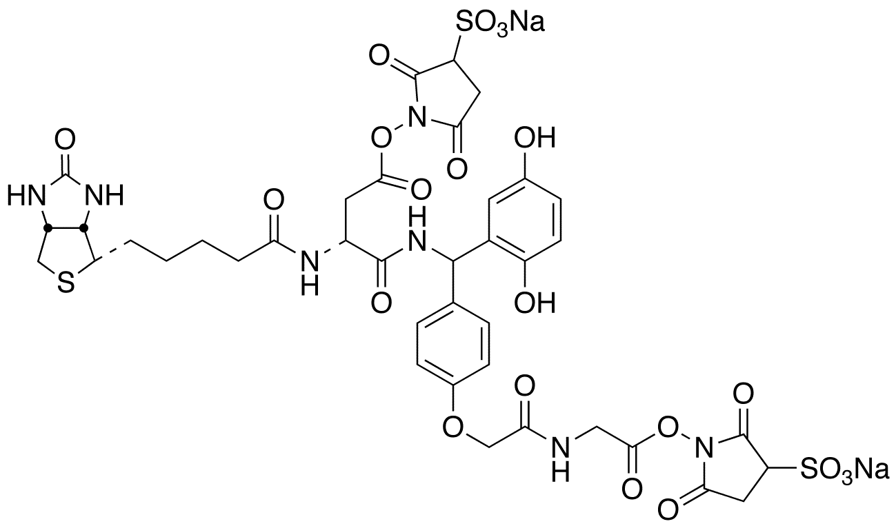 Biotinyl-NHSS Aspartyl-(2â€™,5â€™-dimethoxybenzhydryl)-4-(hydroxyacetyl)aminoglycine-NHSS Disodium Salt - Chemical structure and product image