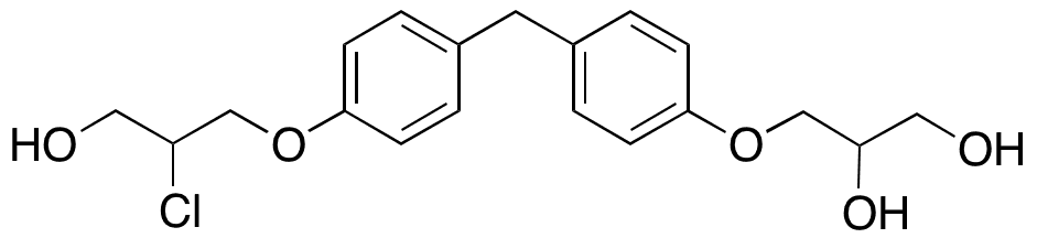 Bisphenol F 2,3-Dihydroxypropyl (2-Chloro-1-propanol) Ether - Chemical structure and product image