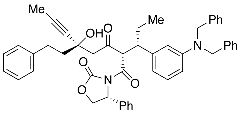 [4R-[3(2(S),5(R),4R]]-3-[2-[1-[3-[Bis(phenylmethyl)amino]phenyl]propyl]-5-hydroxy-1,3-dioxo-5-(2-phenylethyl)-6-octynyl]-4-phenyl-2-oxazolidinone - Chemical structure and product image