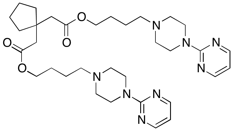 Bis(4-(4-(pyrimidin-2-yl)piperazin-1-yl)butyl) 2,2â€™-(Cyclopentane-1,1-diyl)diacetate - Chemical structure and product image