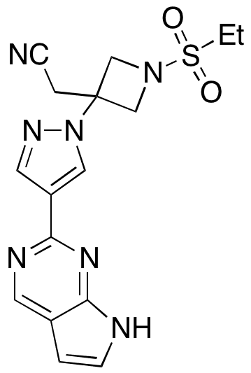 2-(3-(4-(7H-Pyrrolo[2,3-d]pyrimidin-2-yl)-1H-pyrazol-1-yl)-1-(ethylsulfonyl)azetidin-3-yl)acetonitrile - Chemical structure and product image