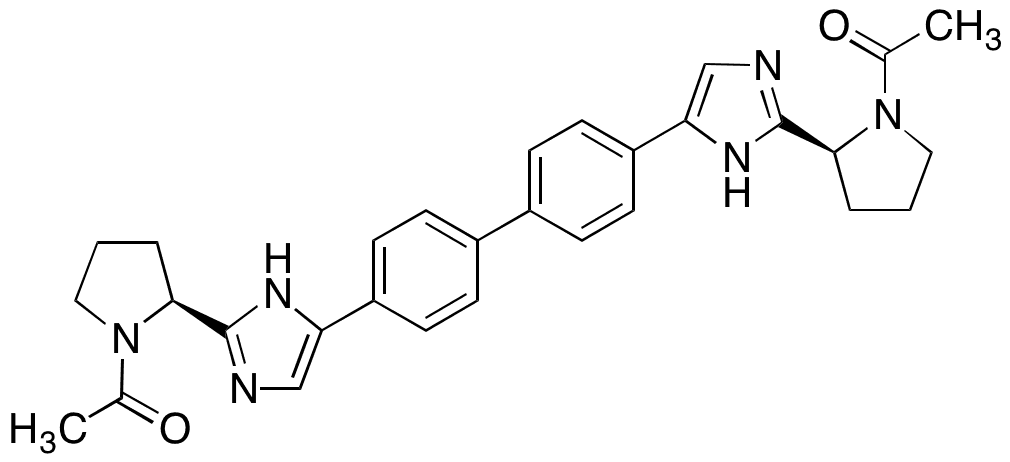 1,1-(2S,2S)-2,2-(5,5-([1,1-Biphenyl]-4,4-diyl)bis[1H-imidazole-5,2-diyl))bis(pyrrolidine-2,1-diyl))diethanone - Chemical structure and product image