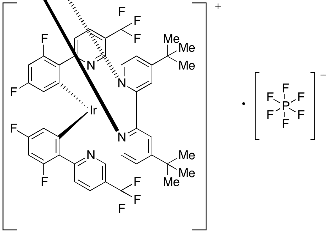 [4,â€‹4-â€‹Bis(tert-butyl)â€‹-â€‹2,â€‹2-â€‹bipyridine]â€‹bis[3,â€‹5-â€‹difluoro-â€‹2-â€‹[5-â€‹(trifluoromethyl)â€‹-â€‹2-â€‹pyridinyl]â€‹phenyl]â€‹iridium(III) hexafluorophosphate - Chemical structure and product image