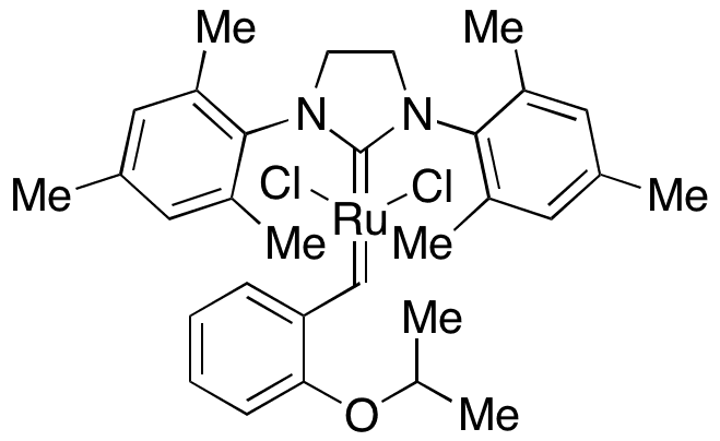 [1,3-Bis(2,4,6-trimethylphenyl)-2-imidazolidinylidene] Dichloro(o-isopropoxyphenylmethylene)ruthenium - Chemical structure and product image