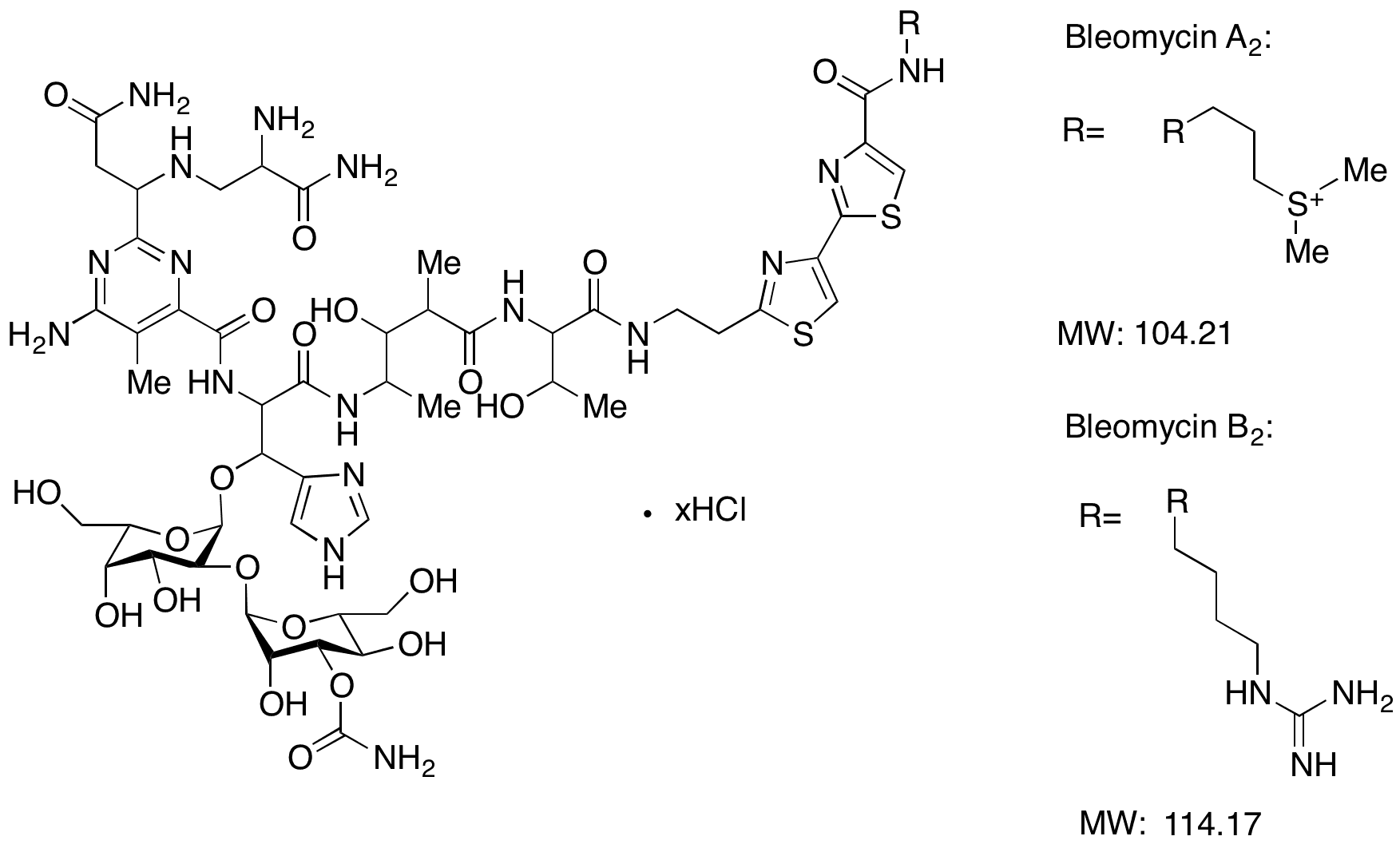 Bleomycin Chloride (A mixture of bleomycin chloride salts) >90% - Chemical structure and product image