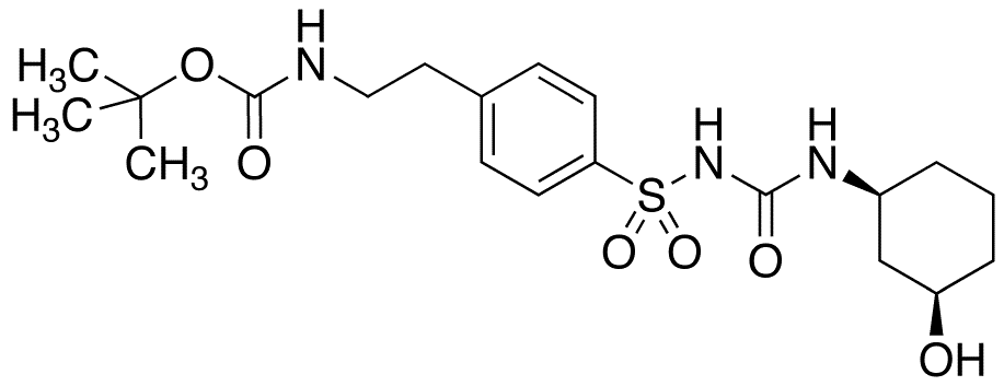 1-[4-(2-N-Boc-2-aminoethylphenyl)sulfonyl]-3-(cis-3-hydroxycyclohexyl)urea - Chemical structure and product image