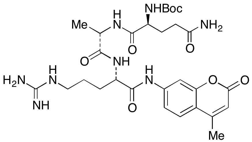 Boc-Gln-Ala-Arg-7-amido-4-methylcoumarin - Chemical structure and product image