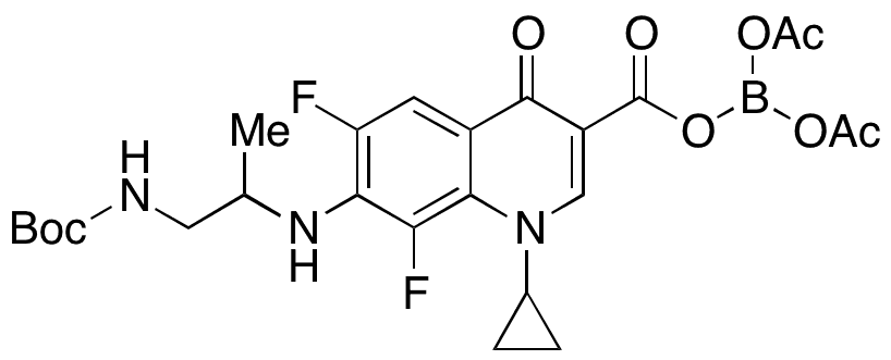 N-Boc,N,N-Desethylene 8-Demethoxy-8-fluoro Iso Gatifloxacin Anhydride with Diacetyl Borate - Chemical structure and product image