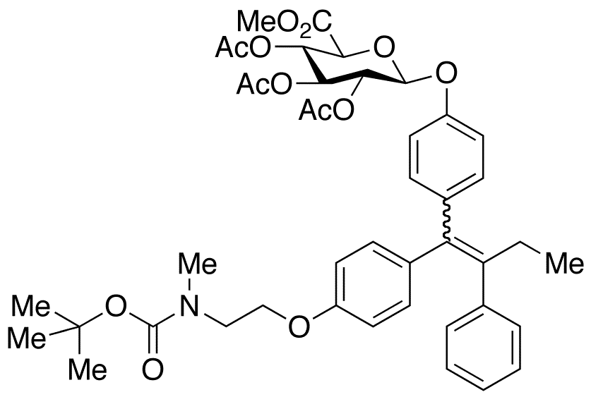 N-Boc-N-desmethyl-4-hydroxy Tamoxifen 2,3,4,6-Tetra-O-acetyl-beta-D-glucuronide Methyl Ester (E/Z Mixture) - Chemical structure and product image