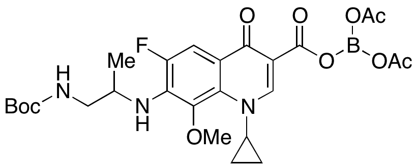 N-Boc,N,N-Desethylene Iso Gatifloxacin Anhydride with Diacetyl Borate - Chemical structure and product image