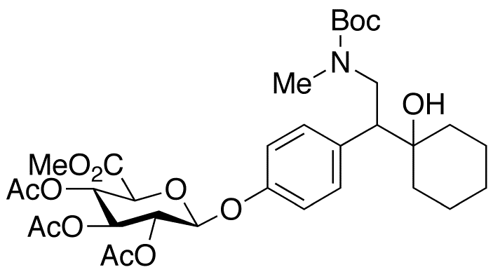 rac N-Boc-N,O-Didesmethyl Venlafaxine 2,3,4-Tri-O-acetyl-beta-D-glucuronide Methyl Ester - Chemical structure and product image