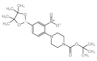 4-(4-BOC-Piperazino)-3-nitrophenylboronic acid, pinacol ester - Chemical structure and product image
