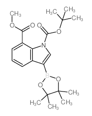 1-BOC-7-methoxycarbonylindole-3-boronic acid, pinacol ester - Chemical structure and product image