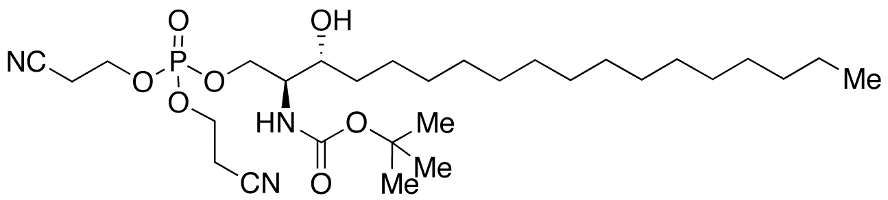 N-tert-Butyloxycarbonyl-D-erythro-dihydro-D-sphingosine-1-phosphate Dicyanoethyl Ester - Chemical structure and product image