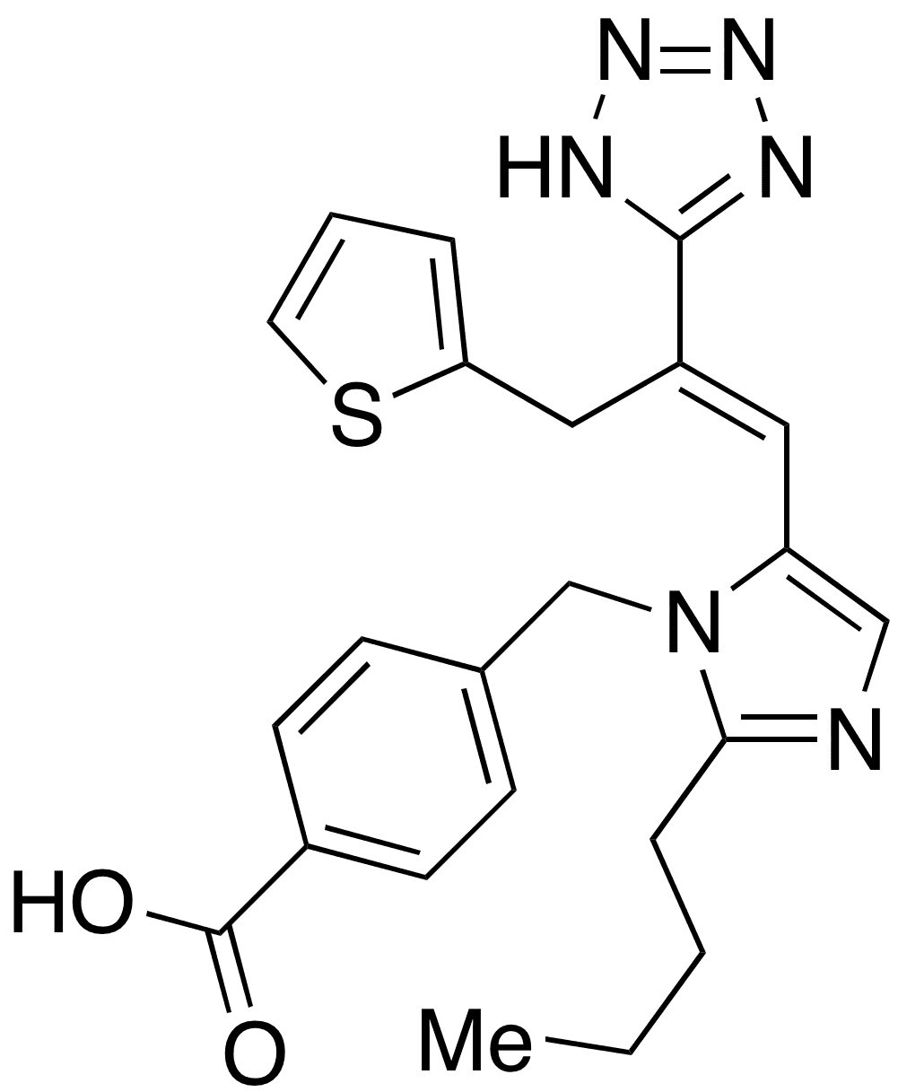(E)-4-[[2-Butyl-5-[2-(1H-tetrazol-5-yl)-3-(2-thienyl)-1-propenyl]-1H-imidazol-1-yl]methyl]-Benzoic Acid - Chemical structure and product image
