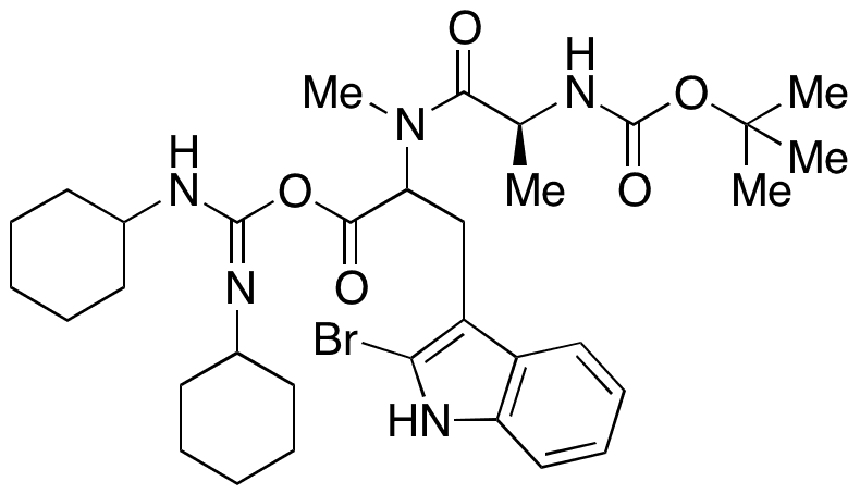 3-(2-Bromo-1H-indol-3-yl)-2-((S)-2-((tert-butoxycarbonyl)amino)-N-methylpropanamido)propanoic N,N-dicyclohexylcarbamimidic Anhydride - Chemical structure and product image