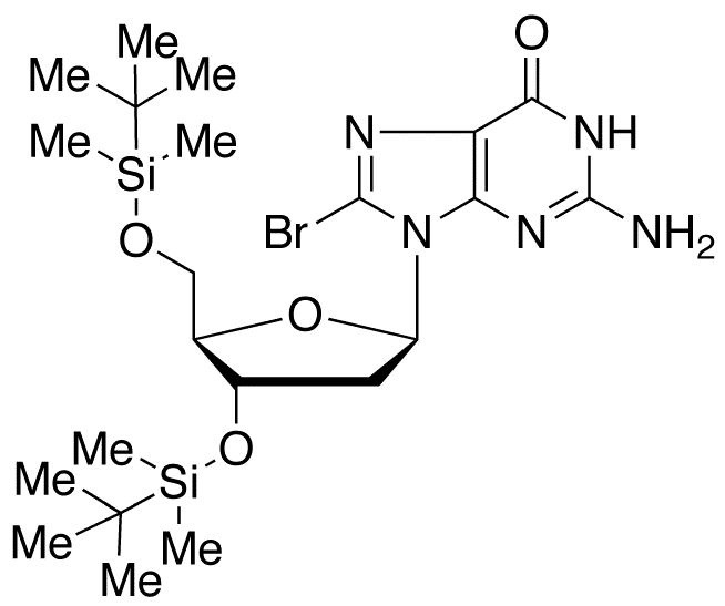 8-Bromo-3,5-Di-O-tert-butyldimethylsilyl-2-deoxyguanosine - Chemical structure and product image