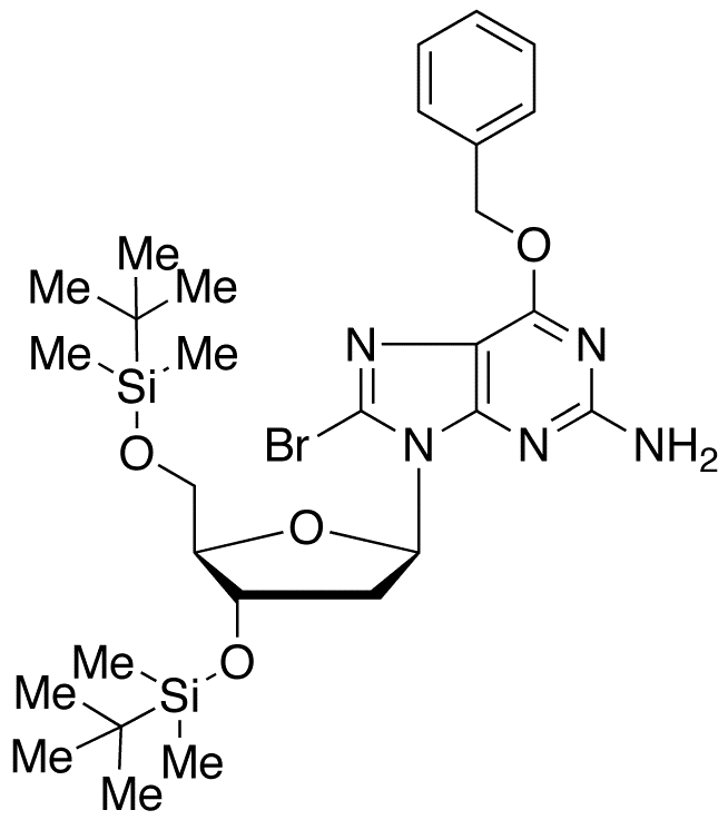 8-Bromo-3,5-Di-O-tert-butyldimethylsilyl-6-O-benzyl-2â€™-deoxyguanosine - Chemical structure and product image