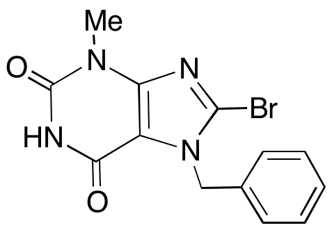 8-Bromo-3,7-dihydro-3-methyl-7-(phenylmethyl)-1H-purine-2,6-dione - Chemical structure and product image