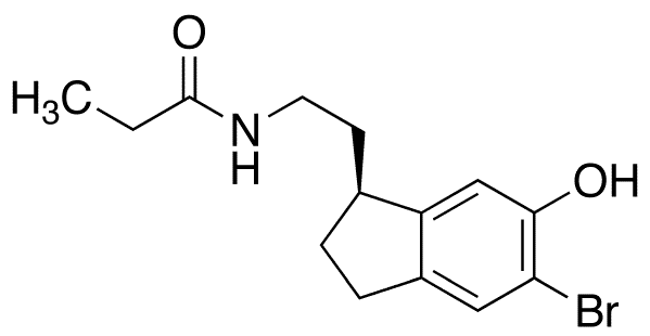 (S)-N-[2-(5-Bromo-2,3-dihydro-6-hydroxy-1H-inden-1-yl)ethyl]propanamide - Chemical structure and product image