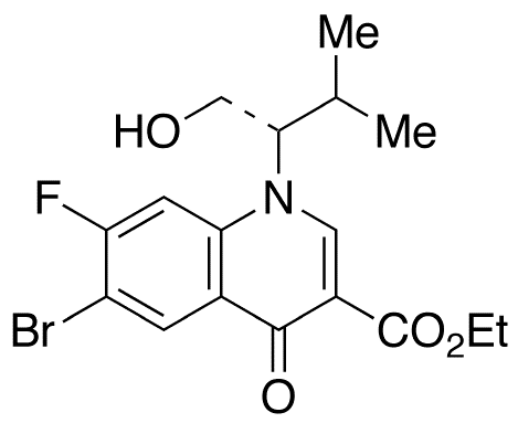 6-Bromo-1,4-dihydro-7-fluoro-1-[(1S)-1-(hydroxymethyl)-2-methylpropyl]-4-oxo-3-quinolinecarboxylic Acid Ethyl Ester - Chemical structure and product image