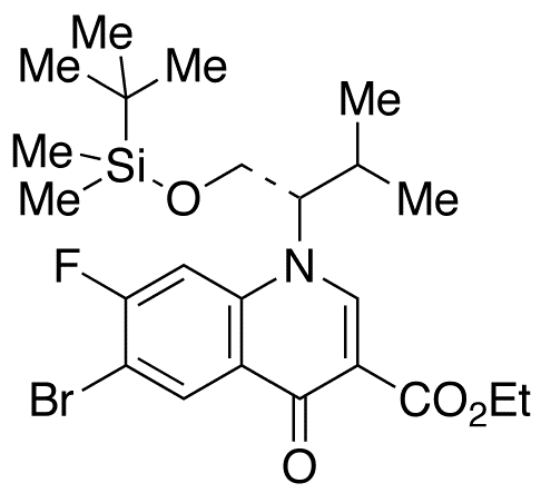 6-Bromo-1-[(1S)-1-[[[(1,1-dimethylethyl)dimethylsilyl]oxy]methyl]-2-methylpropyl]-7-fluoro-1,4-dihydro-4-oxo-3-quinolinecarboxylic Acid Ethyl Ester - Chemical structure and product image