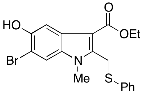 6-Bromo-5-hydroxy-1-methyl-2-[(phenylthio)methyl]-1H-indole-3-carboxylic Acid Ethyl Ester - Chemical structure and product image