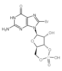 8-Bromoguanosine 3â€™, 5â€™ -cyclic monophosphoric acid - Chemical structure and product image