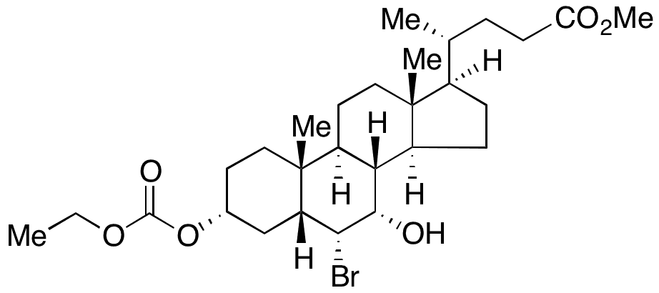(3alpha,5beta,6alpha,7alpha)-6-Bromo-3-[(ethoxycarbonyl)oxy]-7-hydroxycholan-24-oic Acid Methyl Ester - Chemical structure and product image