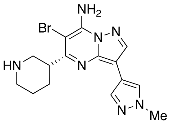 6-Bromo-3-(1-methyl-1H-pyrazol-4-yl)-5-(3R)-3-piperidinylpyrazolo[1,5-a]pyrimidin-7-amine - Chemical structure and product image