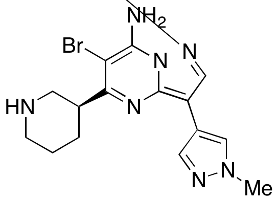 6-Bromo-3-(1-methyl-1H-pyrazol-4-yl)-5-(3S)-3-piperidinylpyrazolo[1,5-a]pyrimidin-7-amine - Chemical structure and product image