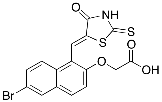 2-[[6-Bromo-1-[(4-oxo-2-thioxo-5-thiazolidinylidene)methyl]-2-naphthalenyl]oxy]-acetic Acid - Chemical structure and product image