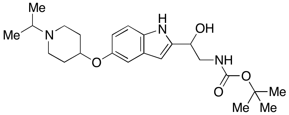 tert-Butyl (2-Hydroxy-2-(5-((1-isopropylpiperidin-4-yl)oxy)-1H-indol-2-yl)ethyl)carbamate - Chemical structure and product image