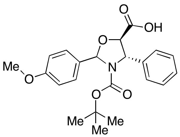 (4S,5R)-3-tert-Butoxycarbony-2-(4-anisyl)-4-phenyl-5-oxazolidine Carboxylic Acid - Chemical structure and product image