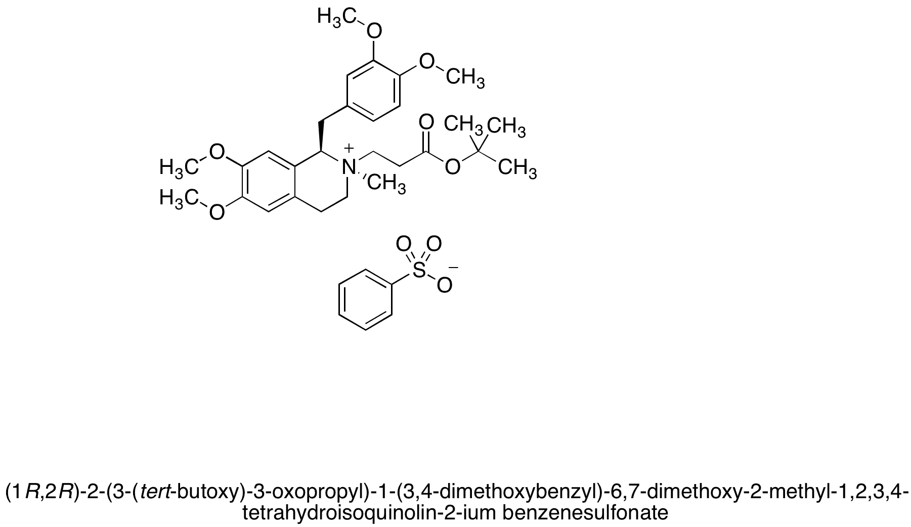 (1R,2R)-2-(3-(tert-butoxy)-3-oxopropyl)-1-(3,4-dimethoxybenzyl)-6,7-dimethoxy-2-methyl-1,2,3,4-tetrahydroisoquinolin-2-ium benzenesulfonate (1:1) - Chemical structure and product image