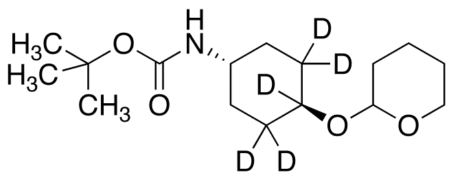 trans-[2-(4-tert-Butyloxycarbonylamino)cyclohexyloxy]tetrahydro-2H-pyran-d5 - Chemical structure and product image
