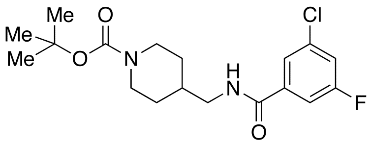 N-(tert-Butyloxycarbonyl-piperidin-4-yl)methyl-3-chloro-5-fluorobenzamide - Chemical structure and product image