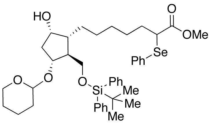 (1R,2S,3R,5S)-2-(tert-Butyldiphenylsilyloxy)methyl-5-hydroxy-3-tetrahydropyranyloxy-alpha-(phenylseleno)cyclopentaneheptanoic Acid Methyl Ester (Mixture of Diastereomers) - Chemical structure and product image