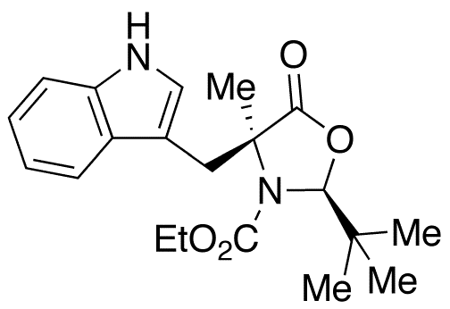(2S,4S)-2-(tert-Butyl)-3-(ethoxycarbonyl)-4-(indol-3-yl-methyl]-4-methyl-1,3-oxazolidin-5-one - Chemical structure and product image