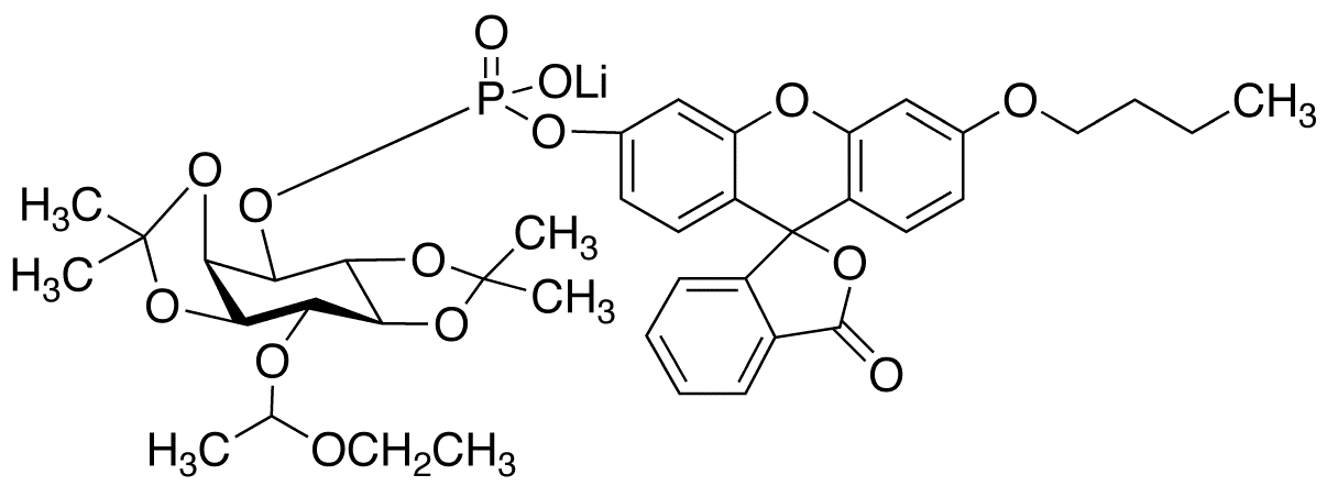 O-(N-Butylfluorescein)-O-{3-[6-O-(D,L-1-ethoxyethyl)-1,2:4,5-bis-O-(1-methylethylidene)-D,L-myo-inositol]}phosphate, Lithium Salt - Chemical structure and product image