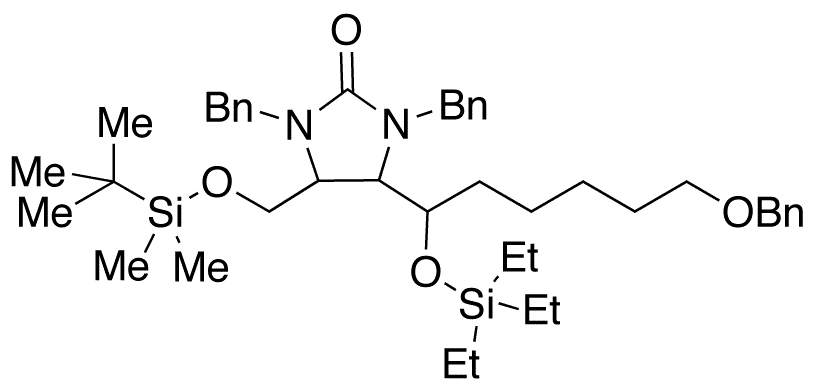 4-(tert-Butyldimethylsilyloxymethyl)-5-(6-O-triethylsilyl-1,6-dihydroxyhexyl)-1,3-dibenzyl-2-imidazolidinone Benzyl Ether - Chemical structure and product image