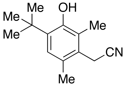 4-tert-Butyl-3-hydroxy-2,6-dimethylphenylacetonitrile - Chemical structure and product image