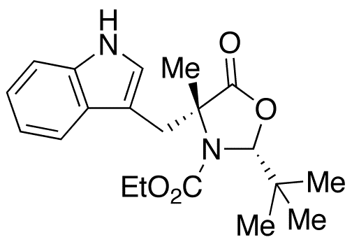 (2R,4R)-2-(tert-Butyl)-3-(ethoxycarbonyl)-4-(indol-3-yl-methyl]-4-methyl-1,3-oxazolidin-5-one - Chemical structure and product image