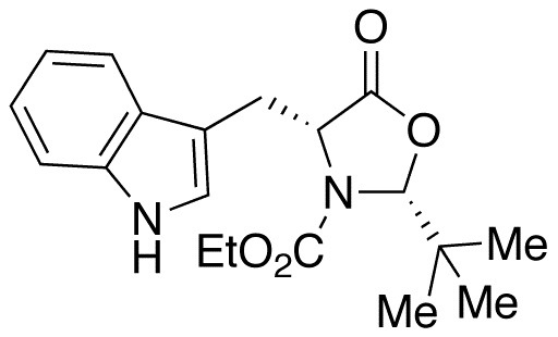 (2R,4R)-2-(tert-Butyl)-3-(ethoxycarbonyl)-4-(indol-3-yl-methyl]-1,3-oxazolidin-5-one - Chemical structure and product image