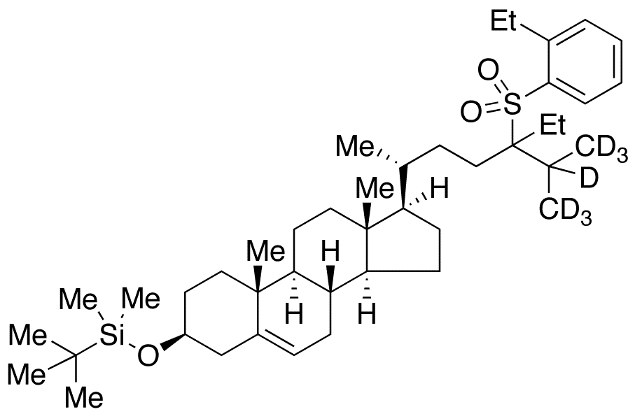3-O-tert-Butyldimethylsilyl-24-ethyl-24-((2-ethyl)phenylsulfonyl)-cholest-5-ene-3-ol-d7 - Chemical structure and product image