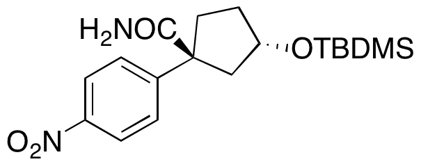 (1S,3S)-3-((tert-Butyldimethylsilyl)oxy)-1-(4-nitrophenyl)cyclopentanecarboxamide - Chemical structure and product image