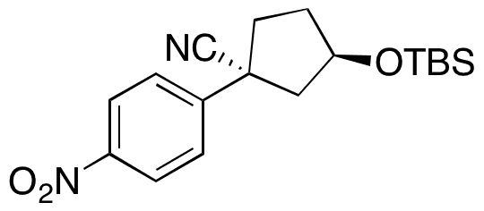 (1R,3R)-3-((tert-Butyldimethylsilyl)oxy)-1-(4-nitrophenyl)cyclopentanecarbonitrile - Chemical structure and product image